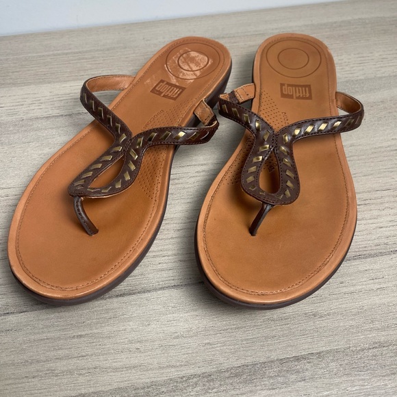 Fitflop | Strata Toe Whipstitch Sandal Size 8 Western Boho Comfort - Picture 1 of 5